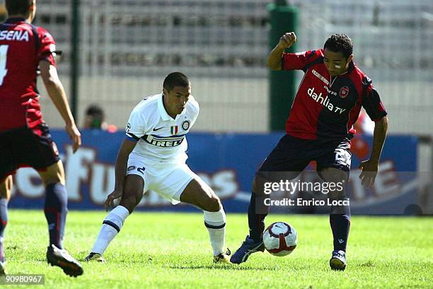 Neves Capucho Jeda of Cagliari in action during the Serie A match between Cagliari and inter at Stadio Sant'Elia on September 20, 2009 in Cagliari,...