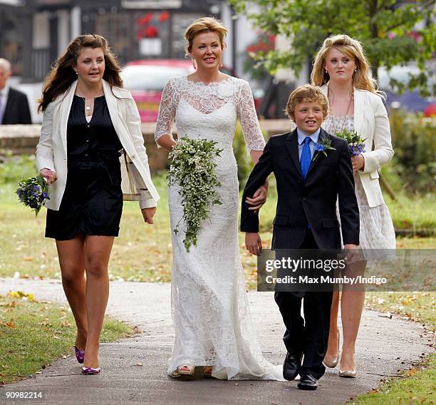 Eimear Montgomerie arrives at St. Nicholas Church for her wedding to Nick Cook on September 20, 2009 in Cranleigh, England.