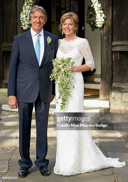 Nick Cook and Eimear Montgomerie leave St. Nicholas Church after their wedding on September 20, 2009 in Cranleigh, England.