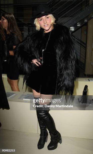 Actress Jaime Winstone attends the Topshop Unique show at London Fashion Week Spring/Summer 2010 - Runway on September 20, 2009 in London, United...