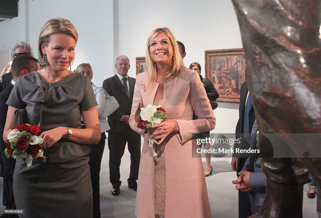 Princess Mathilde and Princess Maxima of Netherlands inaugurate "M" Museum
