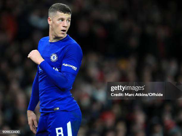 Ross Barkley of Chelsea during the Carabao Cup Semi-Final 2nd leg match between Arsenal and Chelsea at Emirates Stadium on January 24, 2018 in...