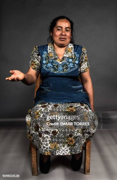 Chef Rufina Mendoza, who learned how to cook at the age of 12, poses for a photograph at the Tlamanalli restaurant on February 25, 2017 in Teotitlan...
