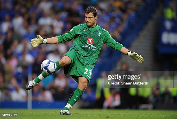 Tottenham Hotspur goalkeeper Carlo Cudicini in action during the Barclays Premier League match between Chelsea and Tottenham Hotspur at Stamford...