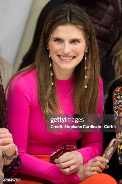 Lake Bell attends the Bonpoint Winter 2018 show as part of Paris Fashion Week January 24, 2018 in Paris, France.