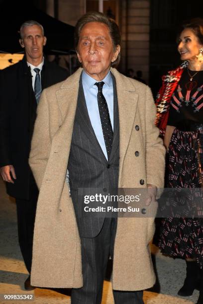 Fashion designer Valentino Garavani attends the Valentino Haute Couture Spring Summer 2018 show as part of Paris Fashion Week on January 24, 2018 in...