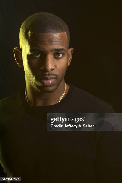 Closeup casual portrait of Houston Rockets point guard Chris Paul posing during photo shoot at Hotel Icon. Houston, TX 1/17/2018 CREDIT: Jeffery A....