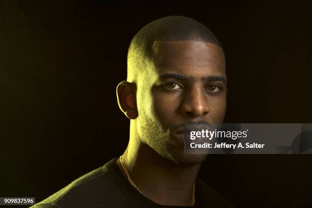 Closeup casual portrait of Houston Rockets point guard Chris Paul posing during photo shoot at Hotel Icon. Houston, TX 1/17/2018 CREDIT: Jeffery A....