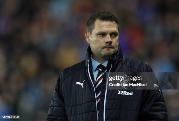 Rangers imanager Graeme Murty is seen during the Ladbrokes Scottish Premiership match between Rangers and Aberdeen at Ibrox Stadium on January 24,...