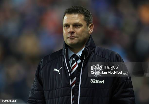 Rangers imanager Graeme Murty is seen during the Ladbrokes Scottish Premiership match between Rangers and Aberdeen at Ibrox Stadium on January 24,...