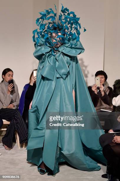 Model walks the runway at the Valentino Spring Summer 2018 fashion show during Paris Haute Couture Fashion Week on January 24, 2018 in Paris, France.