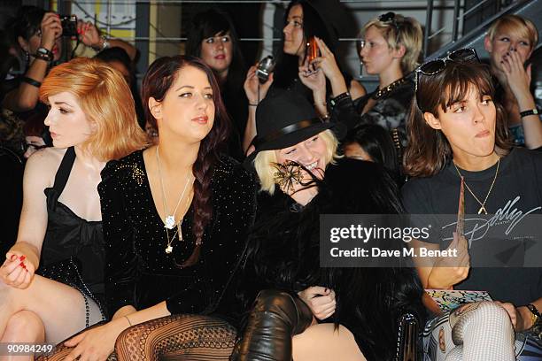 Nicola Roberts, Peaches Geldof and Jaime Winstone attend the Unique show during London Fashion Week, on September 20, 2009 in London, England.