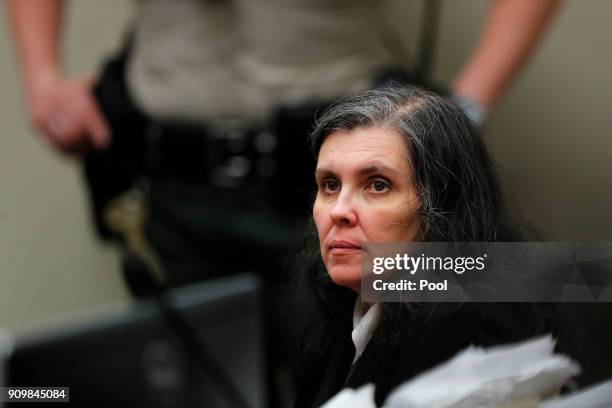 Louise Anna Turpin, accused of abusing and holding 13 children captive, appears in court on January 24, 2018 in Riverside, California. According to...