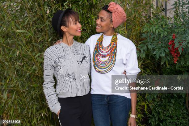 Sonia Rolland and Imany attends the Bonpoint Winter 2018 show as part of Paris Fashion Week January 24, 2018 in Paris, France.