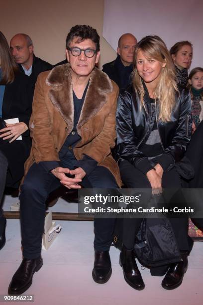 Marc and Sarah Lavoine attend the Bonpoint Winter 2018 show as part of Paris Fashion Week January 24, 2018 in Paris, France.