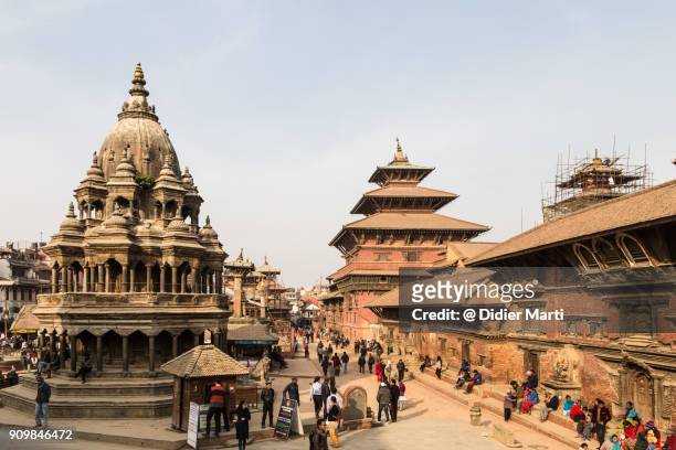 famous view of patan durbar square in the kathmandu valley in nepal - nepal stock pictures, royalty-free photos & images