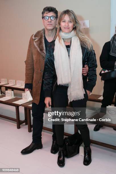 Marc and Sarah Lavoine attend the Bonpoint Winter 2018 show as part of Paris Fashion Week January 24, 2018 in Paris, France.