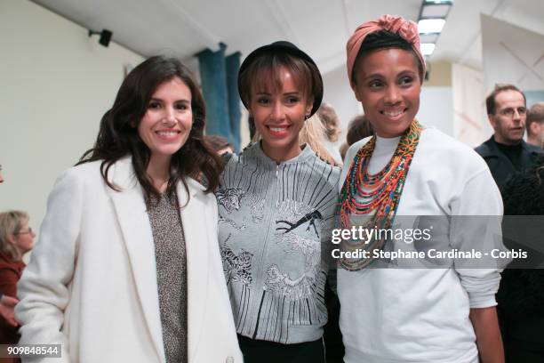Louise Monot, Sonia Rolland and Imany attends the Bonpoint Winter 2018 show as part of Paris Fashion Week January 24, 2018 in Paris, France.
