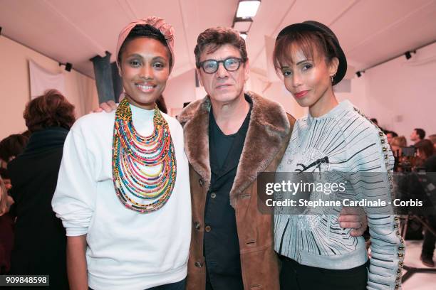 Imany, Marc Lavoine and Sonia Rolland attends the Bonpoint Winter 2018 show as part of Paris Fashion Week January 24, 2018 in Paris, France.