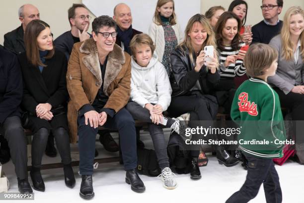 Marc Lavoine, son Milo and Sarah Lavoine attends the Bonpoint Winter 2018 show as part of Paris Fashion Week January 24, 2018 in Paris, France.