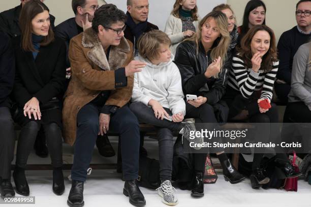 Marc Lavoine, son Milo and Sarah Lavoine attends the Bonpoint Winter 2018 show as part of Paris Fashion Week January 24, 2018 in Paris, France.