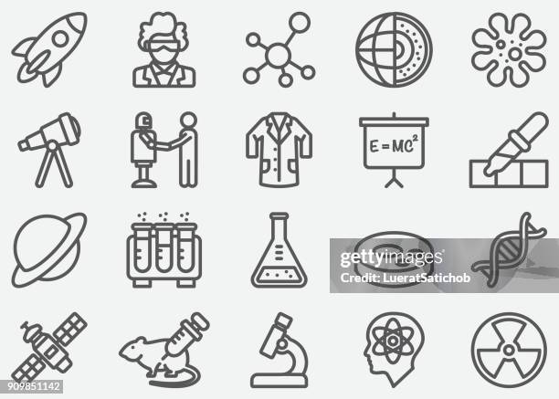 ilustraciones, imágenes clip art, dibujos animados e iconos de stock de iconos de línea de la ciencia - rat