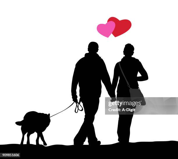 valentines couple walk - pair stock illustrations