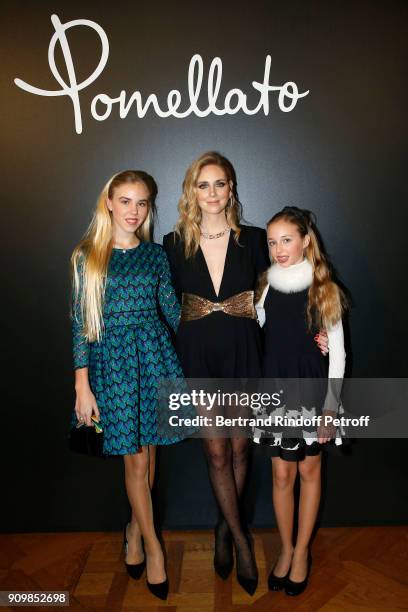 Maria Carolina de Bourbon des Deux-Siciles, Chiara Ferragni and Maria Chiara de Bourbon des Deux-Siciles attend the new Pomellato campaign launch...