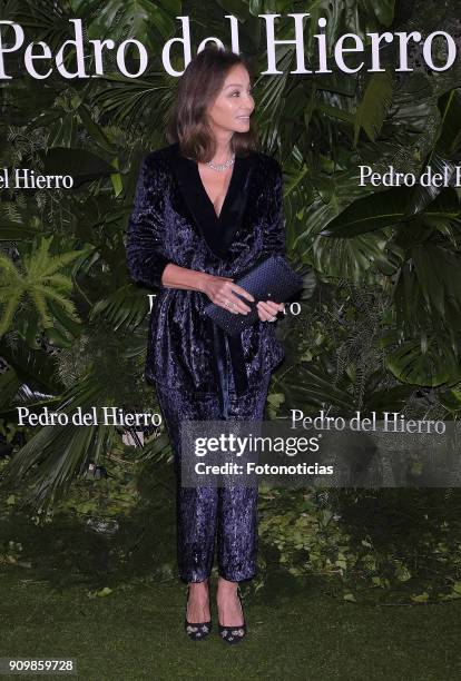 Isabel Preysler attends the Pedro Del Hierro fashion show at the Museo del Ferrocarril during the Mercedes Benz Fashion Week Autumn/Winter 2018 on...