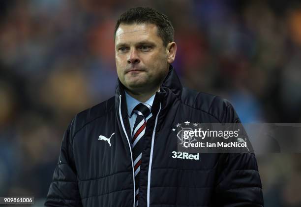 Rangers manager Graeme Murty is seen during the Ladbrokes Scottish Premiership match between Rangers and Aberdeen at Ibrox Stadium on January 24,...
