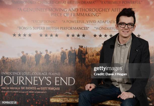 Asa Butterfield attends the screening and Q&A of "Journey's End" at Picturehouse Central on January 24, 2018 in London, England.