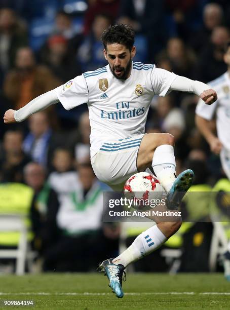 Isco of Real Madrid in action during the Spanish Copa del Rey, Quarter Final, Second Leg match between Real Madrid and Leganes at Estadio Santiago...