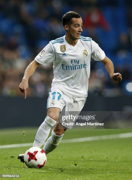 Lucas Vazquez of Real Madrid in action during the Spanish Copa del Rey, Quarter Final, Second Leg match between Real Madrid and Leganes at Estadio...