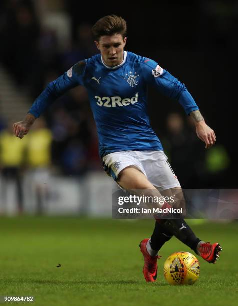 Josh Windass of Rangers controls the ball during the Ladbrokes Scottish Premiership match between Rangers and Aberdeen at Ibrox Stadium on January...