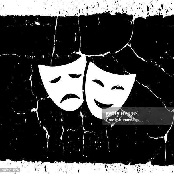 komödie und tragödie masken. - theatermaske stock-grafiken, -clipart, -cartoons und -symbole