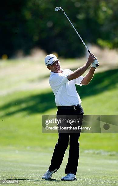 Fran Quinn hits on the 5th hole during the final round of the Albertson's Boise Open at Hillcrest Country Club on September 20, 2009 in Boise, Idaho.