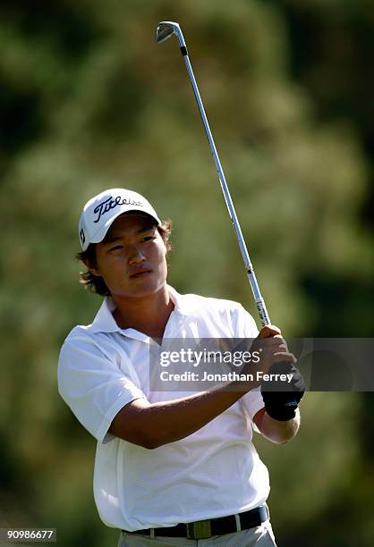 Lucas Lee hits on the 5th hole during the final round of the Albertson's Boise Open at Hillcrest Country Club on September 20, 2009 in Boise, Idaho.