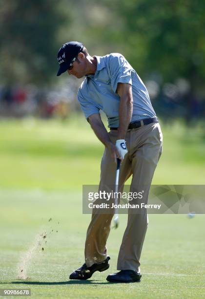 Roger Tambellini hits on the 5th hole during the final round of the Albertson's Boise Open at Hillcrest Country Club on September 20, 2009 in Boise,...