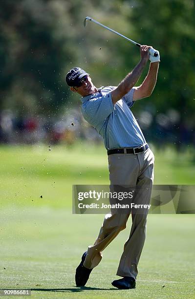 Roger Tambellini hits on the 5th hole during the final round of the Albertson's Boise Open at Hillcrest Country Club on September 20, 2009 in Boise,...