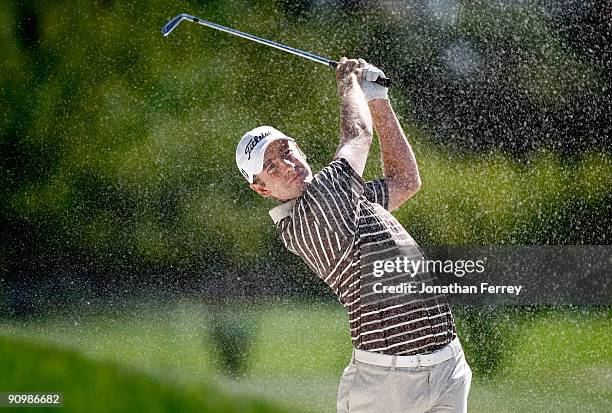 Andrew Buckle hits on the 5th hole during the final round of the Albertson's Boise Open at Hillcrest Country Club on September 20, 2009 in Boise,...