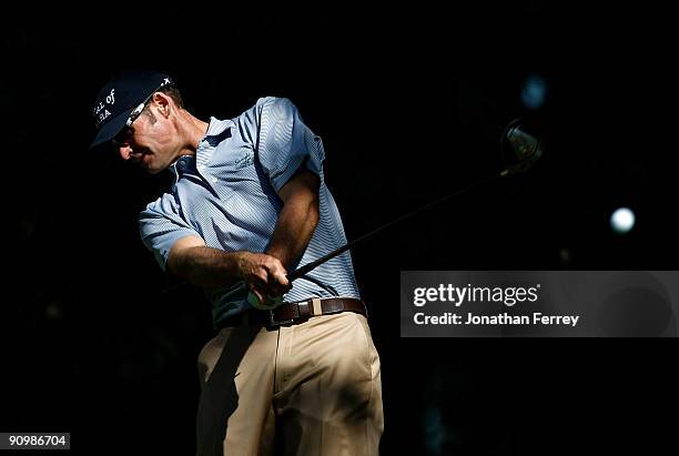 Roger Tambellini tees off on the 2nd hole during the final round of the Albertson's Boise Open at Hillcrest Country Club on September 20, 2009 in...