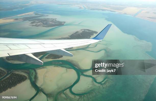 aerial view of abu dhabi - abu dhabi mangroves stock pictures, royalty-free photos & images