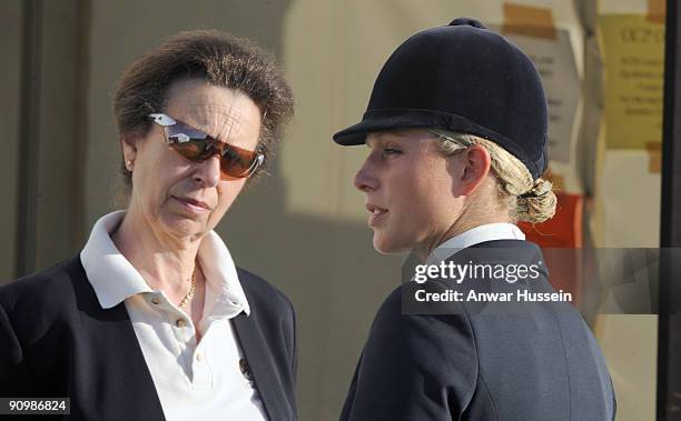 Princess Anne, The Princess Royal talks to Zara Phillips during the Gatcombe Horse Trials Three Day Event on September 20, 2009 in Minchinhampton,...