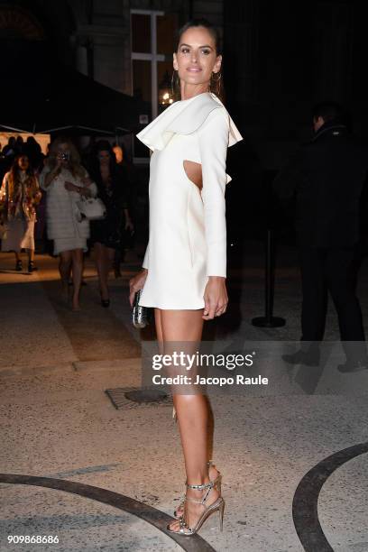 Izabel Goulart is seen arriving at Valentino Haute Couture Spring Summer 2018 show as part of Paris Fashion Week on January 24, 2018 in Paris, France.