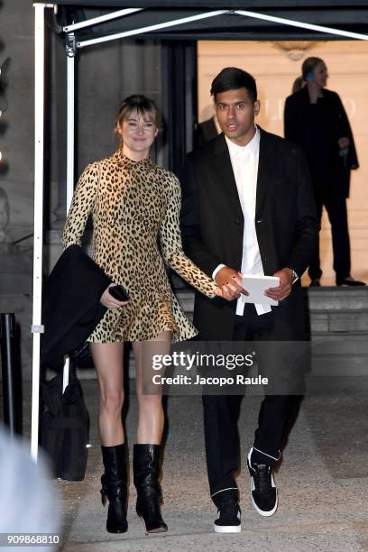 Shailene Woodley and Ben Volavola are seen arriving at Valentino Haute Couture Spring Summer 2018 show as part of Paris Fashion Week on January 24,...