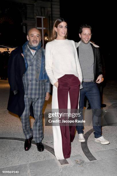 Christian Louboutin, Bianca Brandolini D'Adda and Derek Blasberg are seen arriving at Valentino Haute Couture Spring Summer 2018 show as part of...