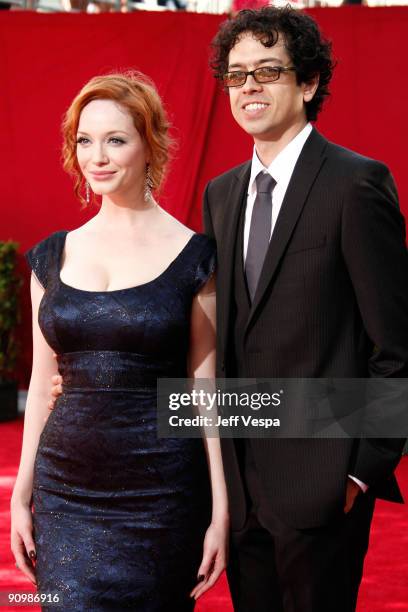 Actors Christina Hendricks and Geoffrey Arend arrives at the 61st Primetime Emmy Awards held at the Nokia Theatre on September 20, 2009 in Los...