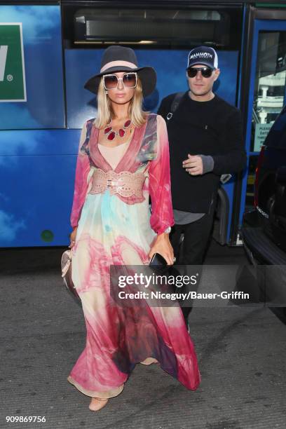 Paris Hilton and her fiance Chris Zylka seen on January 24, 2018 in Los Angeles, California.