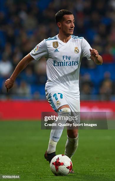 Lucas Vazquez of Real Madrid in action during the Spanish Copa del Rey Quarter Final Second Leg match between Real Madrid and Leganes at Bernabeu on...