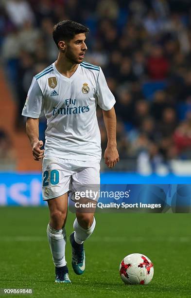 Marco Asensio of Real Madrid in action during the Spanish Copa del Rey Quarter Final Second Leg match between Real Madrid and Leganes at Bernabeu on...